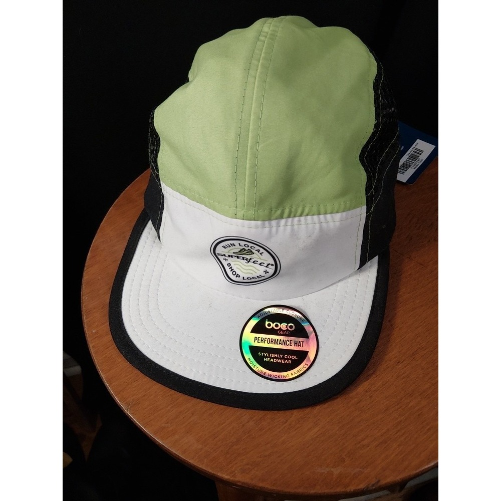 BOCO Gear Run Hat Superfeet 5-Panel Running Cap Green White Mesh OSFM NWT